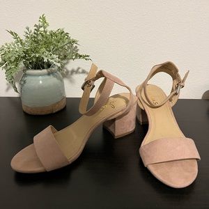 Lulus vegan suede ankle strap heels
